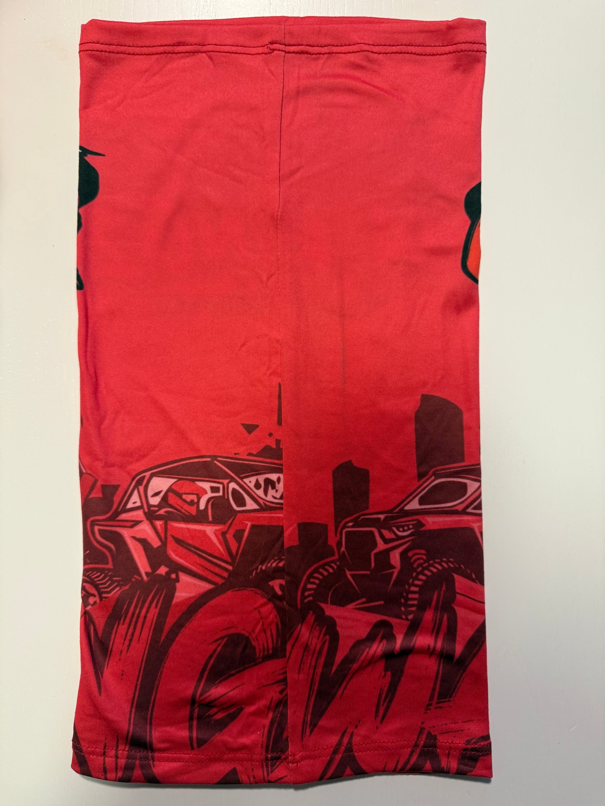 Woman’s hot pink face mask for riding